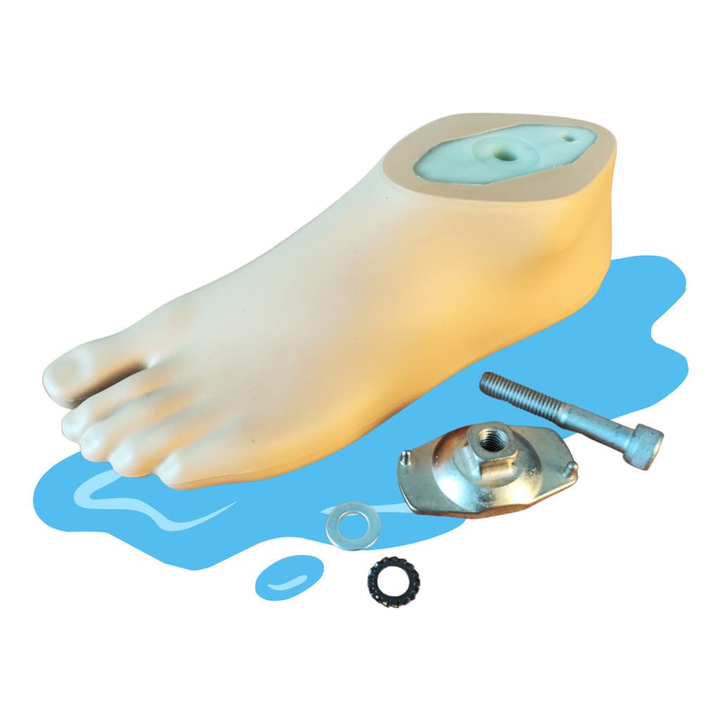 Kit Pé Sach Prova D'água Protese Perna Com Parafuso Adptador