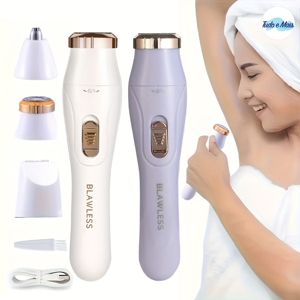 Depiladora Recarregável Elétrica Multifuncional 3 em 1 Portátil para Barbear Corporal e Facial de Alta Eficiência