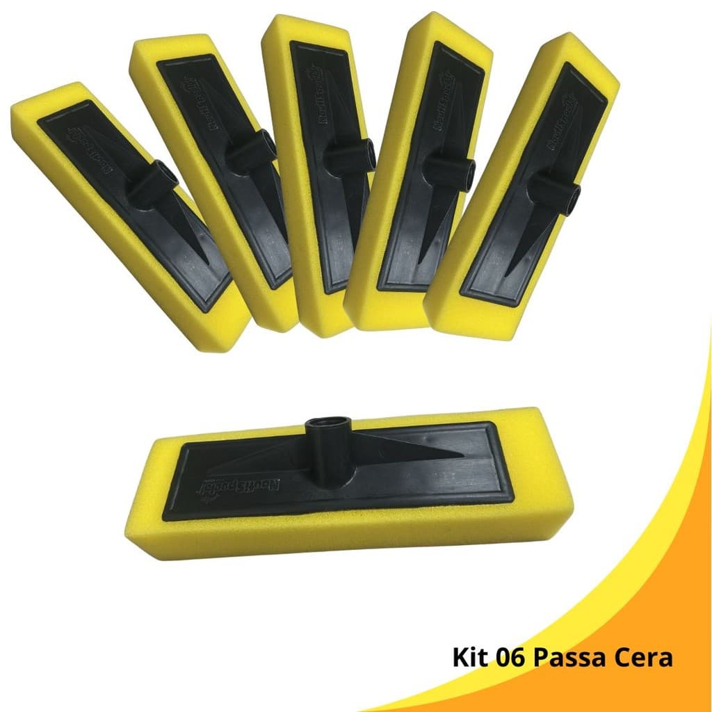 Kit 6 Unidades Rodo Passa Cera Espuma Macia Esponja Multiuso Piso  Madeira Sem  Cabo Rosca Universal