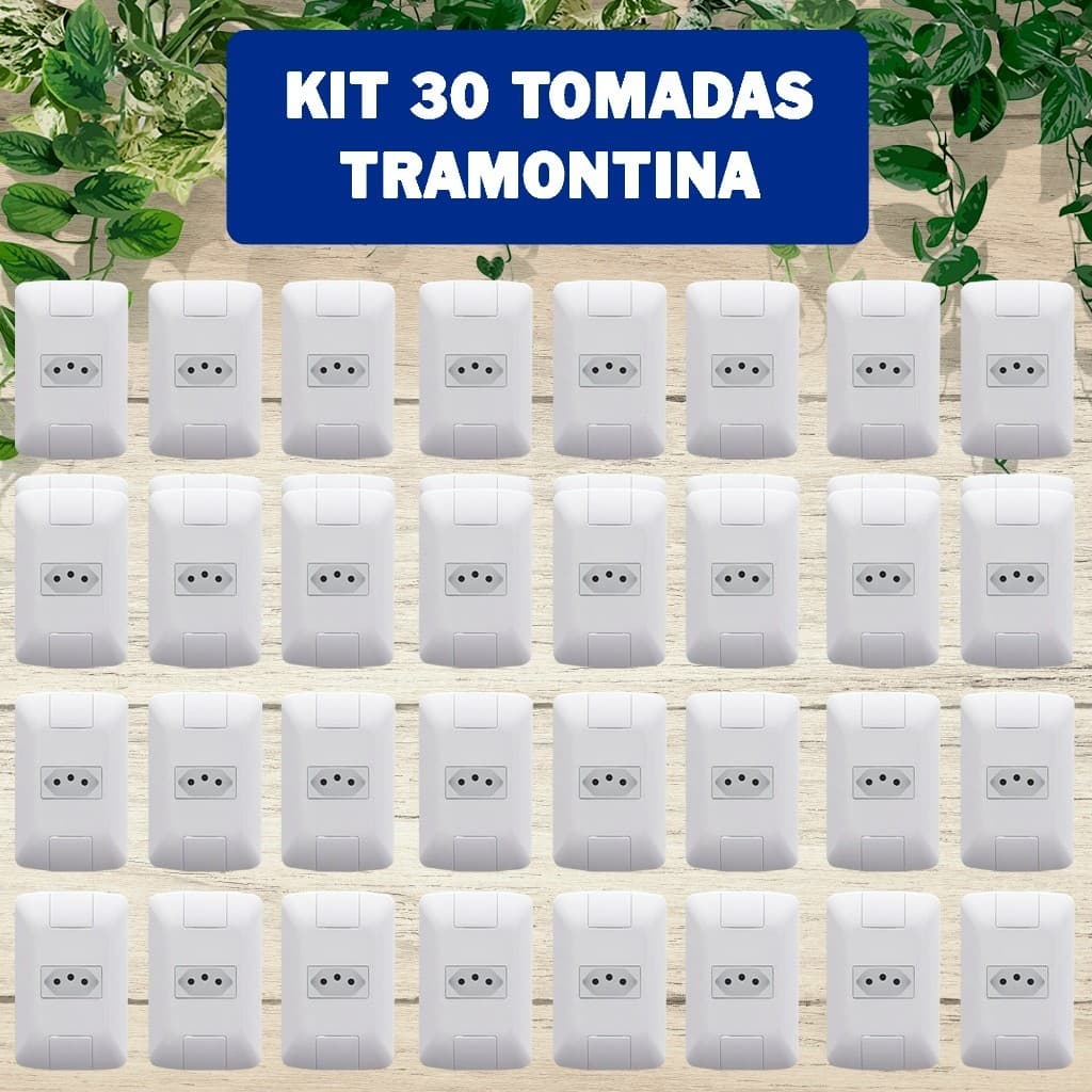 30 Conjuntos Tomada Tramontina Aria 4x2 10a 2P+T Parafuso oculto atacado barato