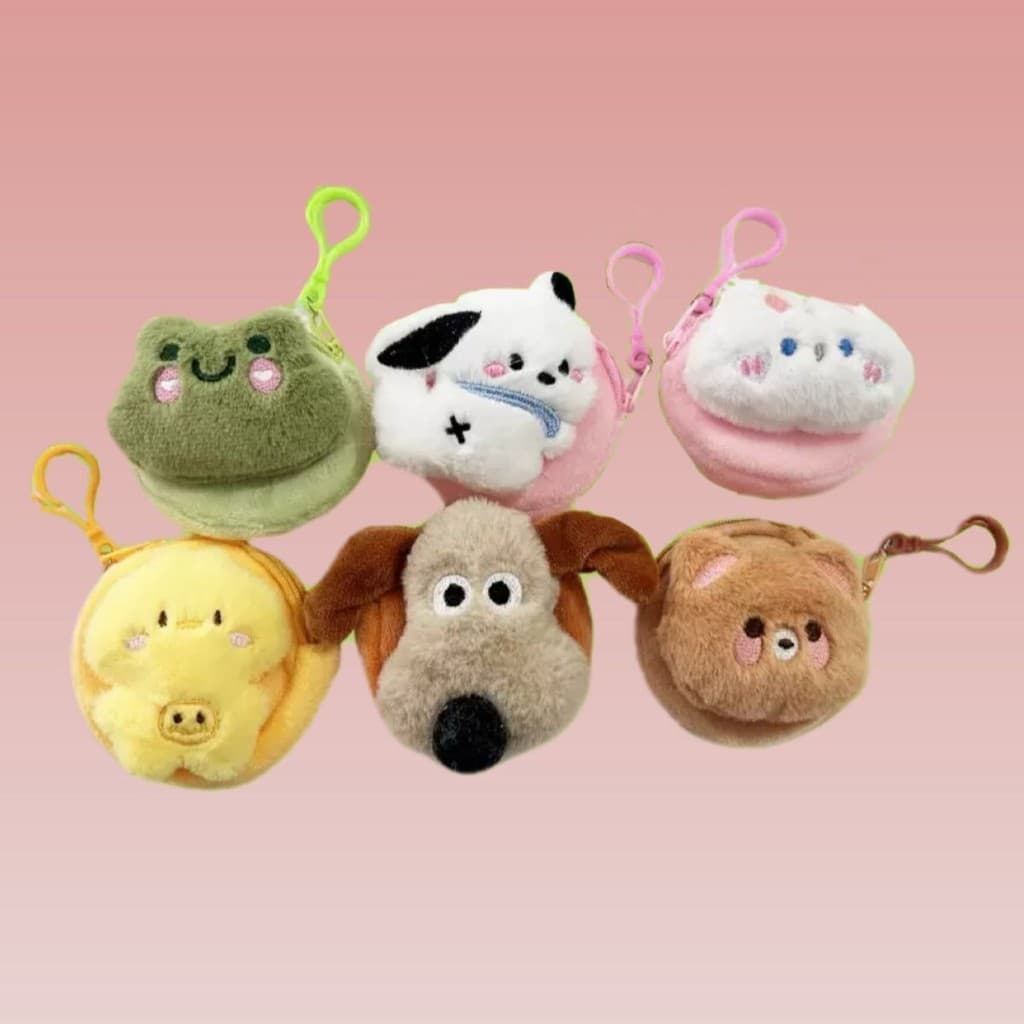 Porta-Saquinho Higiênico de Pelúcia Fofa com Zíper – Cata Cocô Pet com 1 Refil Incluso