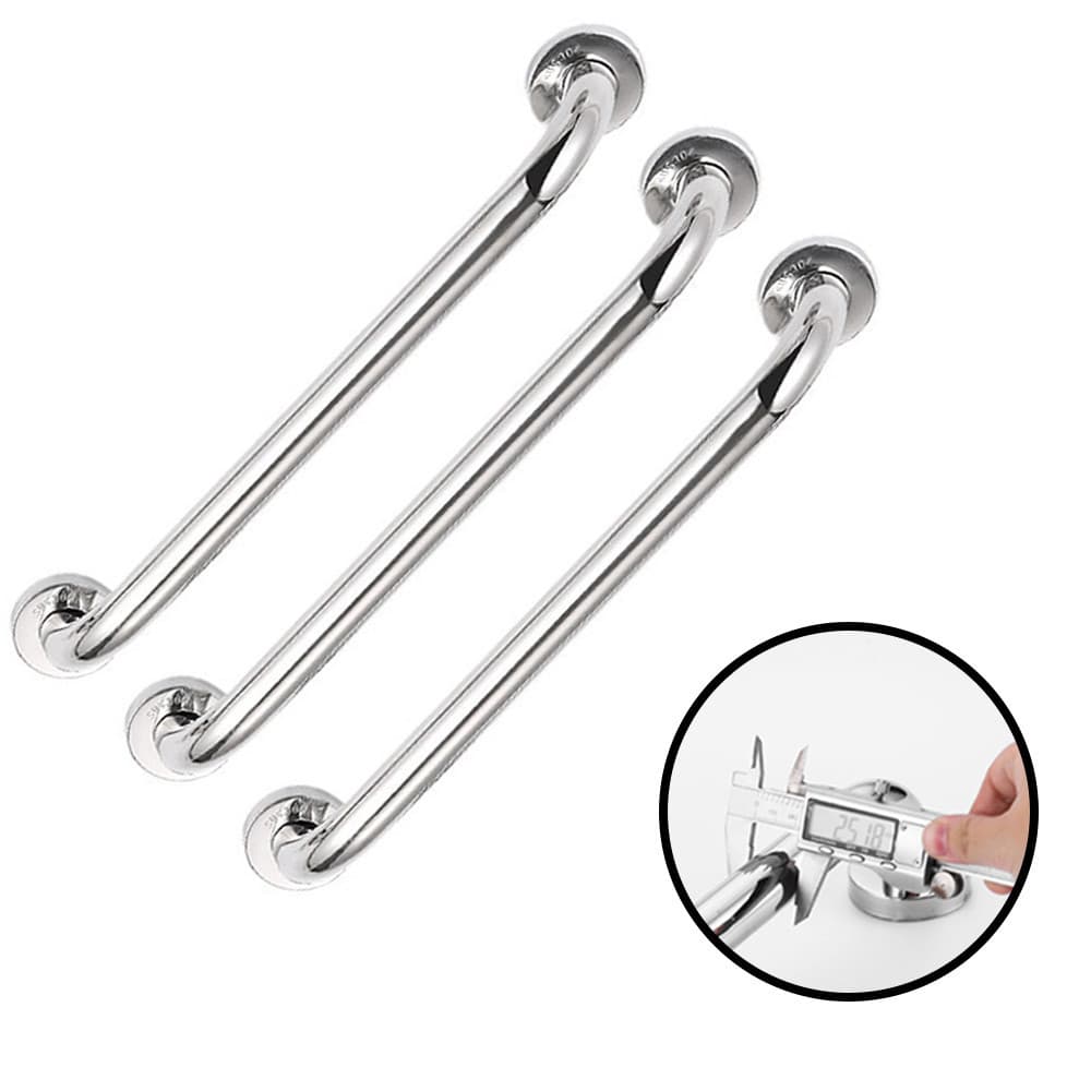 Kit 3 Barra Alça Apoio Corrimão Segurança Banheiro Inox 60Cm Suporte Pegador Acessibilidade Idoso