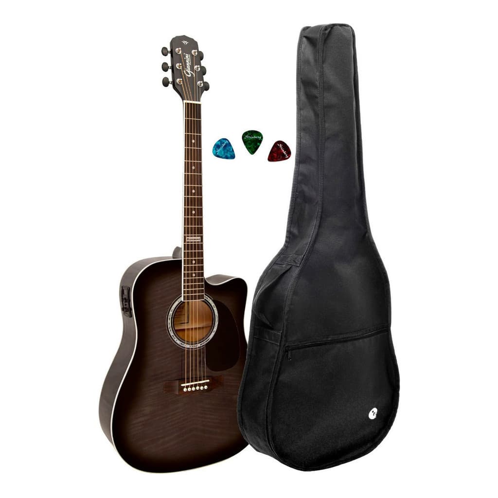 Violão Folk Giannini Gf1d Tbk Black + Capa Reforçada Full