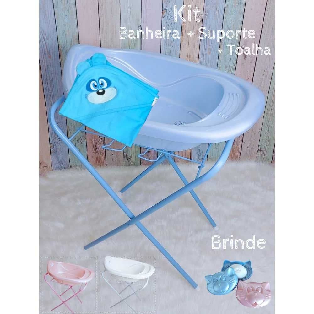 Banheira com Suporte + Toalha de Bebê Suporte Resistente Compacto Leve Banheira Design Anatômico