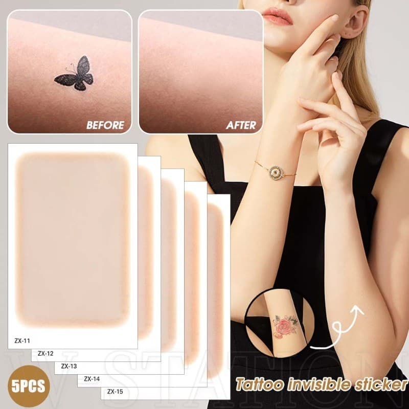 5 Peças De Adesivo De Tatuagem Invisível-À Prova D'água , Ultrafino , Multiuso-Capa De Cicatriz-Para Todas As Peles-Fita