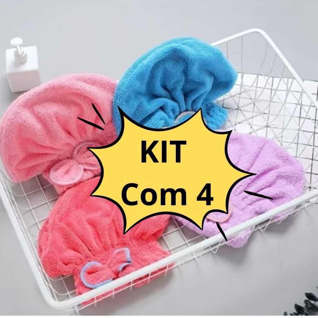 KIT COM 4 Toucas Pós Banho Micro fibra Secagem Rápida Com Laço De Borboleta Coisas Diferentes para Casa MT013
