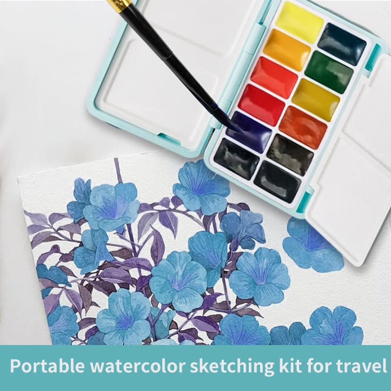 Caixa De Paleta De Mistura Pintura De Viagem Com 24 Meia Mini Fornecimento De Arte Plástica Para Artistas