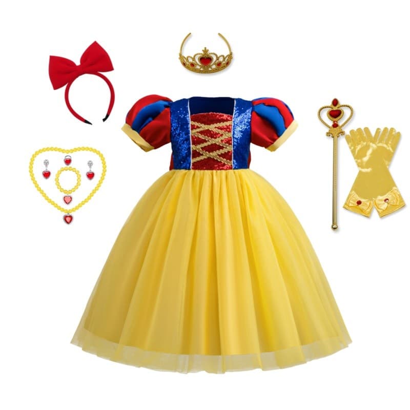 WFRV 3-8 menina Halloween festa Branca de Neve roleplay vestido aniversário tema festa vestido princesa