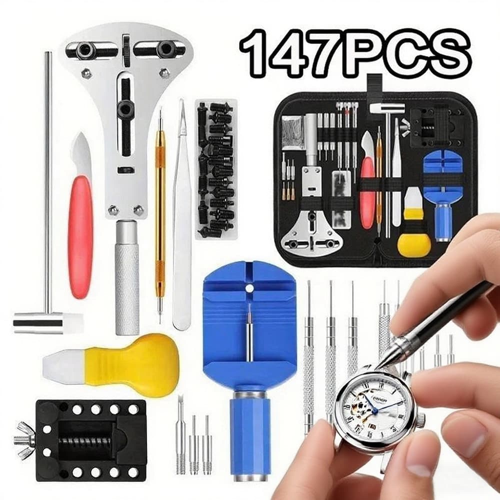 Kit147 Peças De Ferramentas Relojoeiro Conserto De Relógio Manutenção Estojo De Ferramentas Kit De Conserto Para Relógio