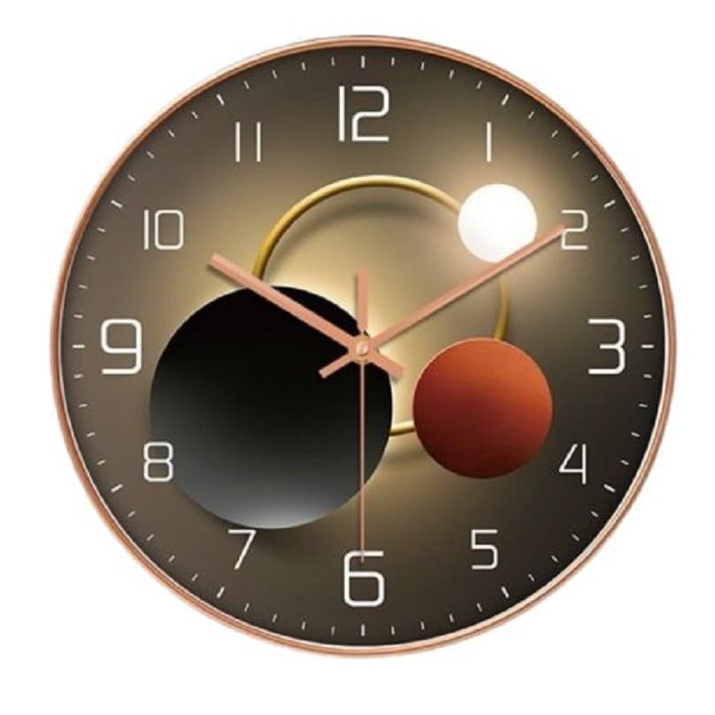 Relógio de Parede Dourado Prata Rose Gold Lua 30cm Silencioso Moderno Sala Quarto Escritório Cozinha