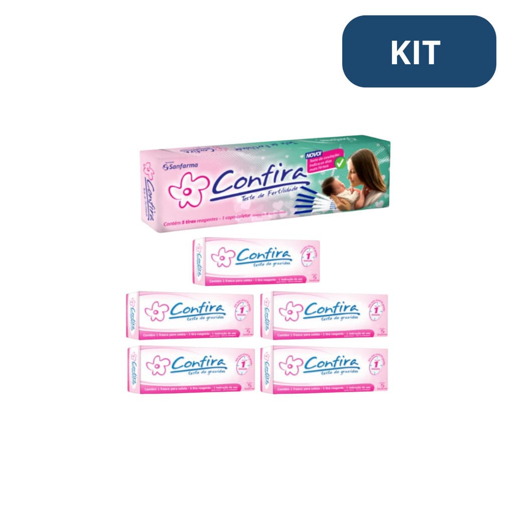 Kit 5 Testes de gravidez + 5 tiras teste de fertilidade ovulação