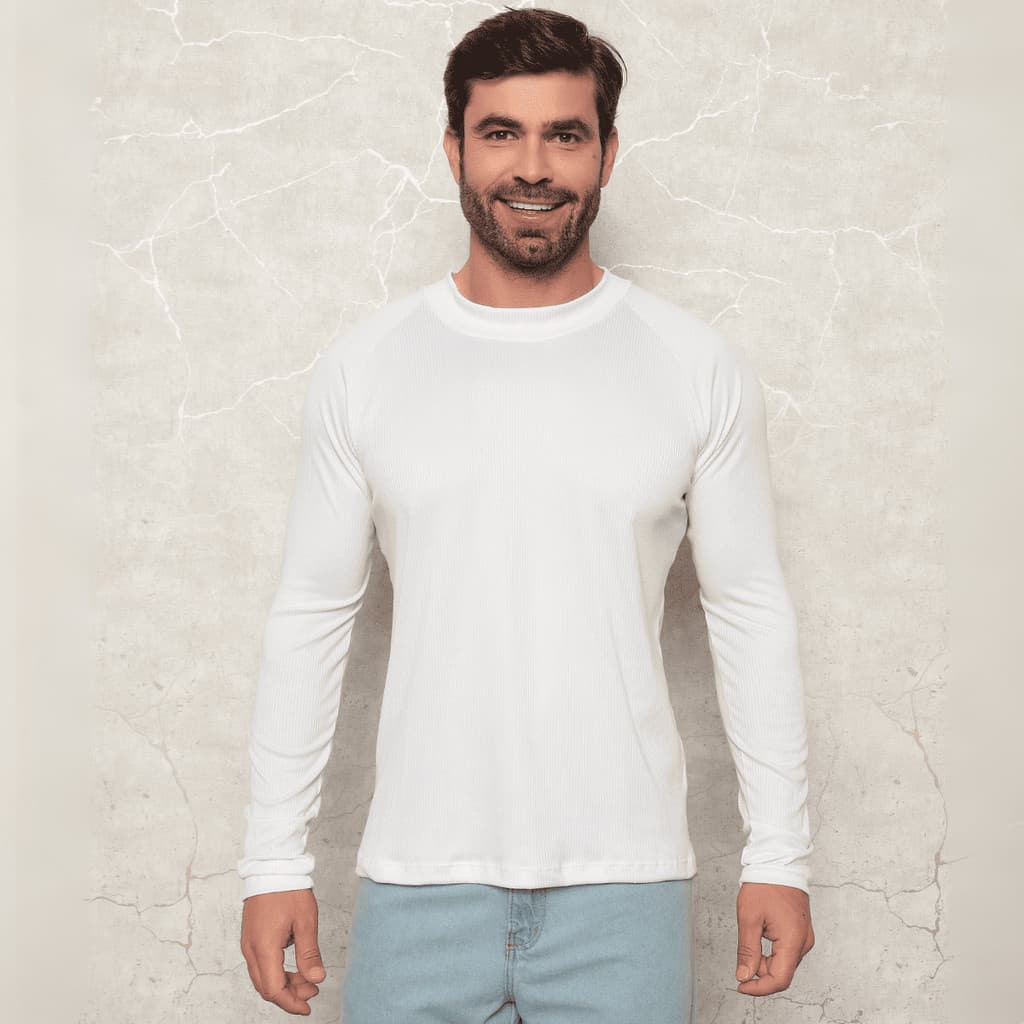 Suéter Masculino Básico Slim Fit Malha Premium Inverno
