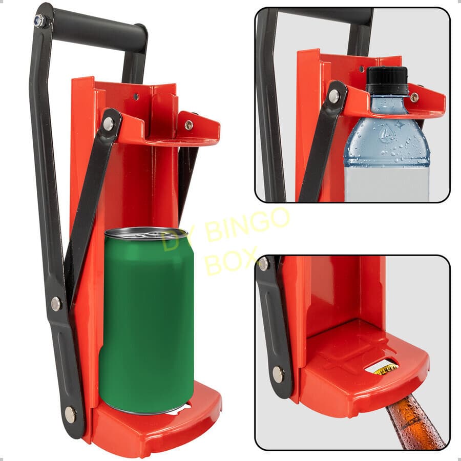 Amassador de Latinhas e Latão de Até 500ml em Aço Inoxidável - Com Abridor de Garrafa Embutido