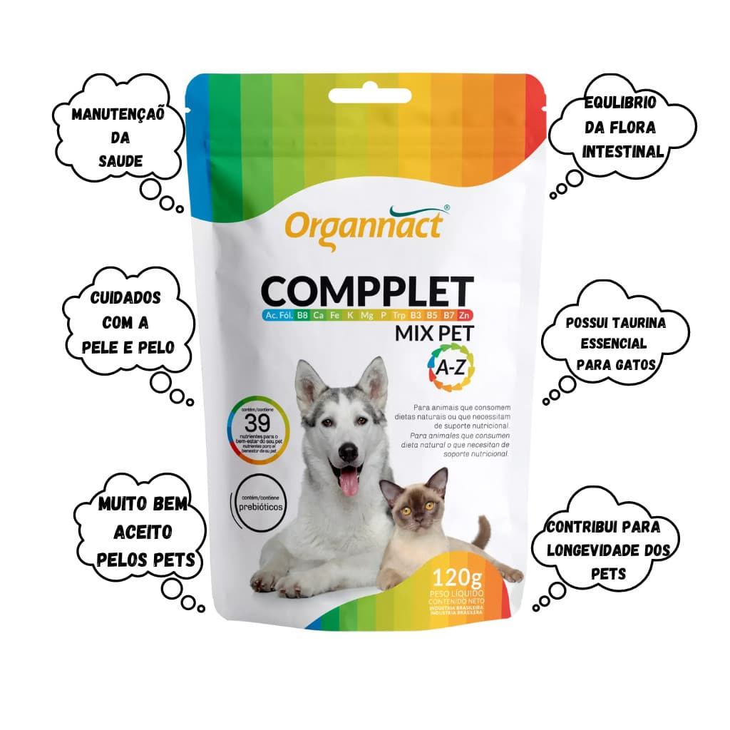 Suplemento Cachorro Gato Compplet Mix Pet 120gr - Organnact