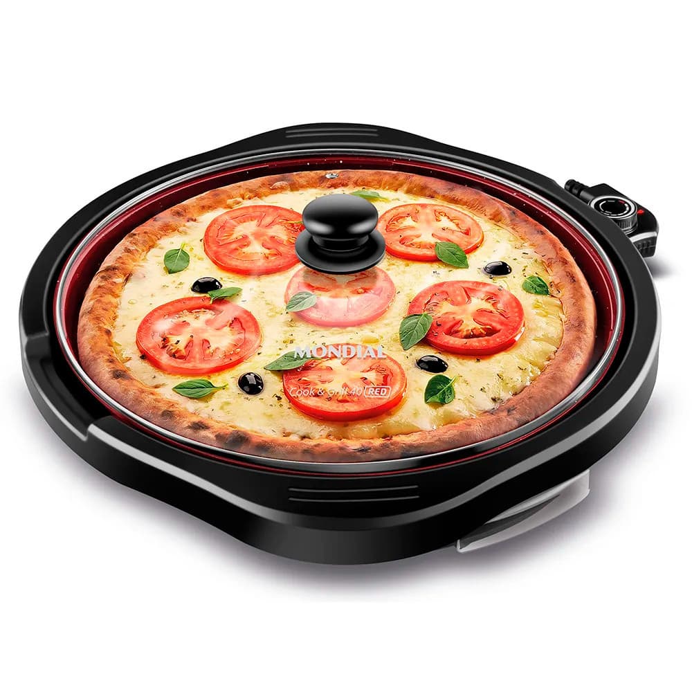Grill Redondo, Mondial Cook & Grill, G-03-RC, 1270W, 127V - PRETO/VERMELHO