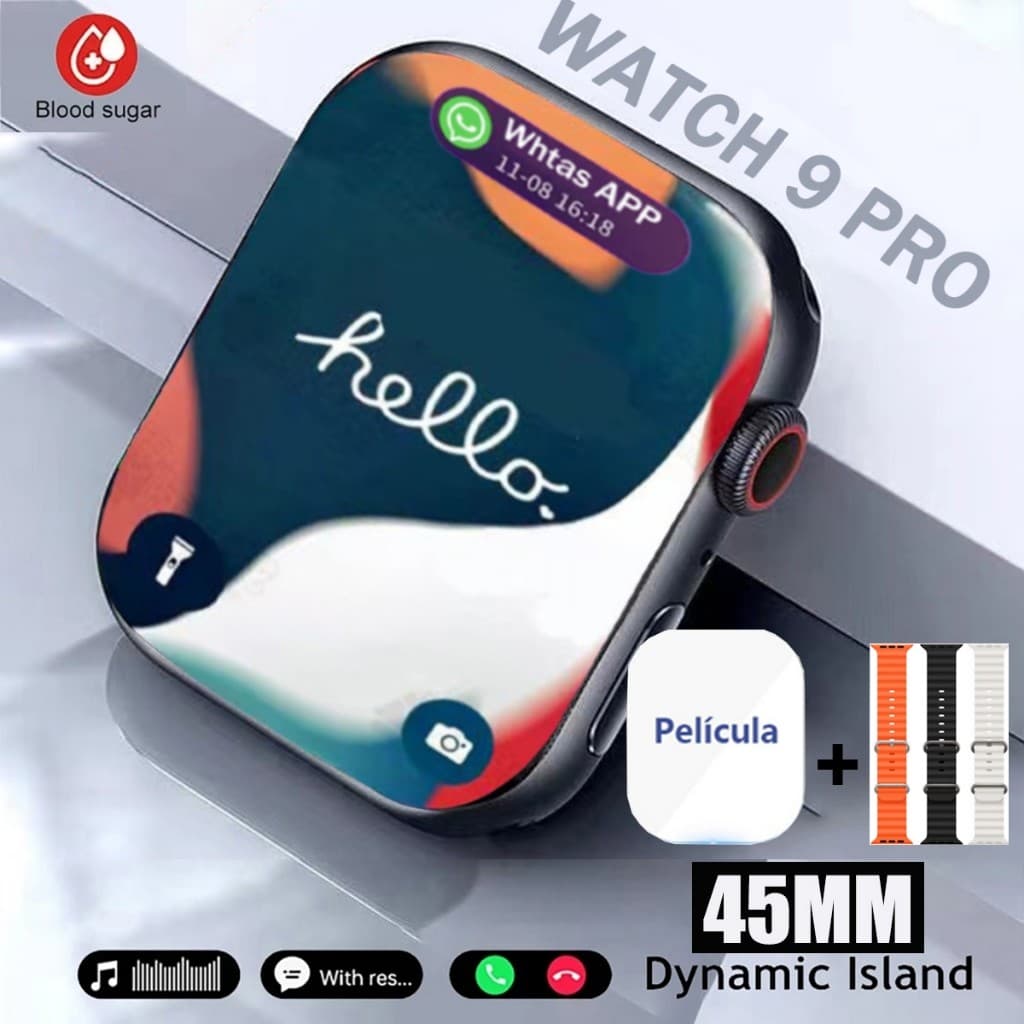 2025 smartwatch 9 pro Carregamento sem fio relógio inteligente 2.02 inches Série 9 Bluetooth Call
