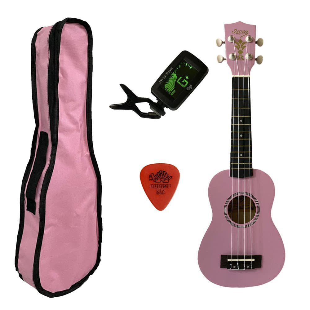 Ukulele Rosa Seven Soprano Suk-07 PI C/ Capa e Afinador