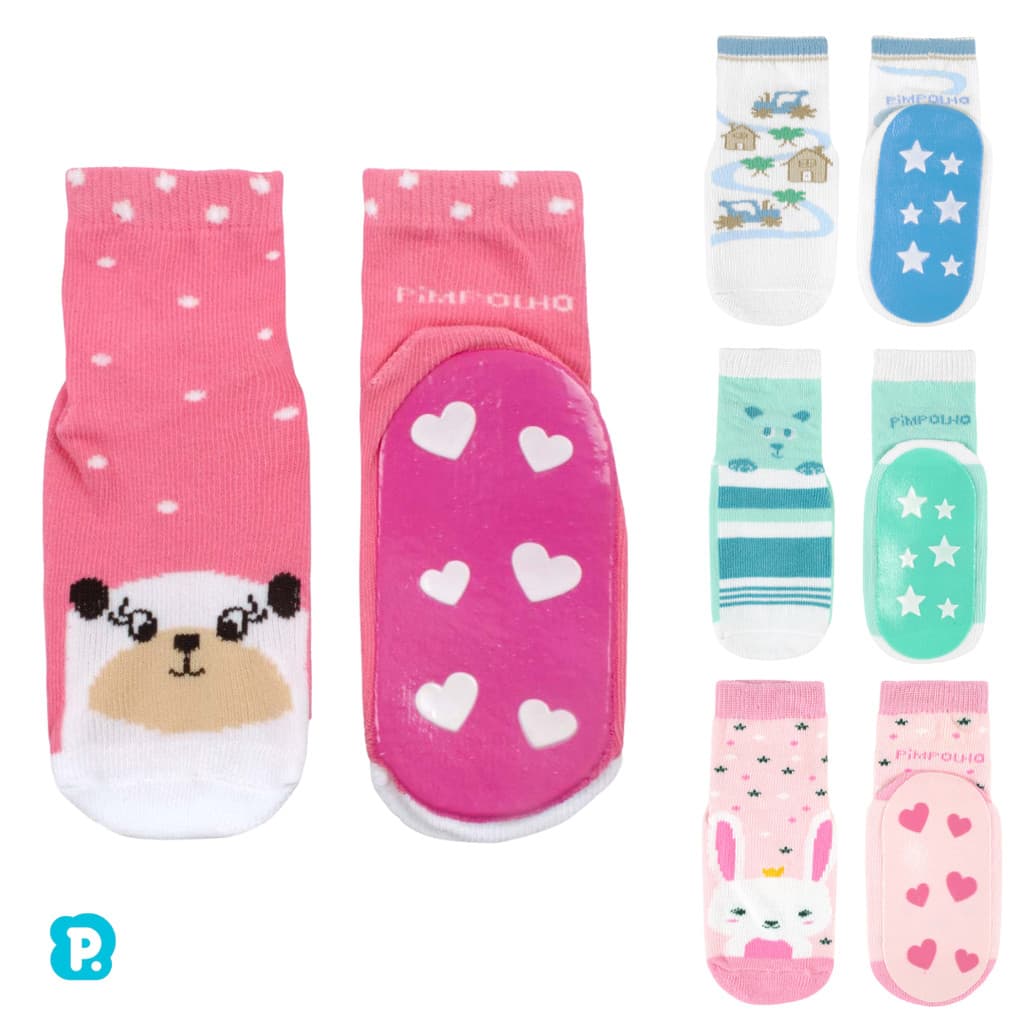 MEIA ANTIDERRAPANTE SORTIDAS PIMPOLHO