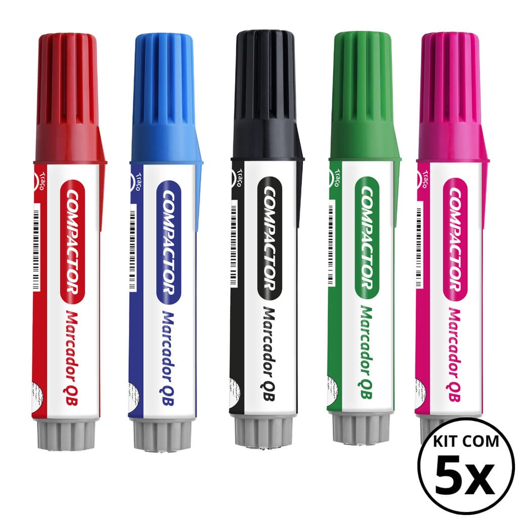 Kit com 05 Marcadores Para Quadro Branco - COMPACTOR KITS:KIT 05