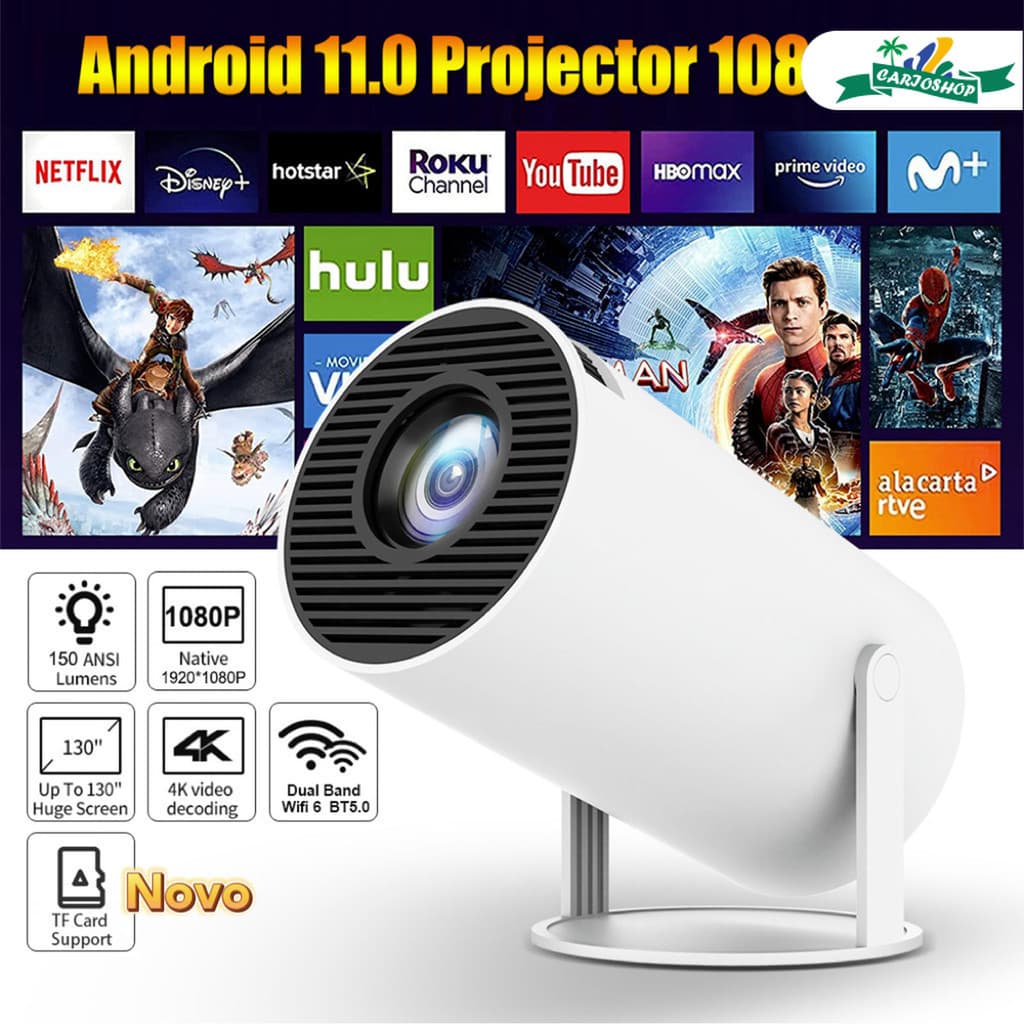 Projetor WiFi de lançamento portátil e Android HDMI Smart Theater Hy3004kHD