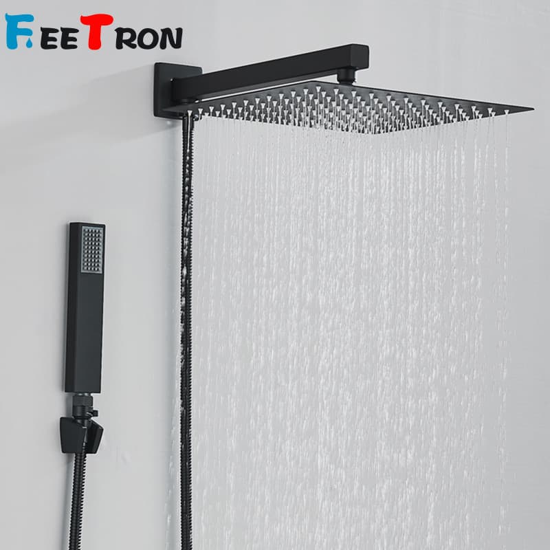 Chuveiro De Aço Inoxidável De 30/20 Cm Com Perfurador E Mão Lux Kit Completo De Desenvolvedor