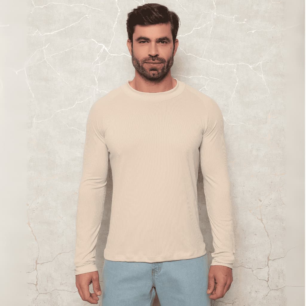 Suéter Masculino Inverno Malha Premium Básico Gola Redonda