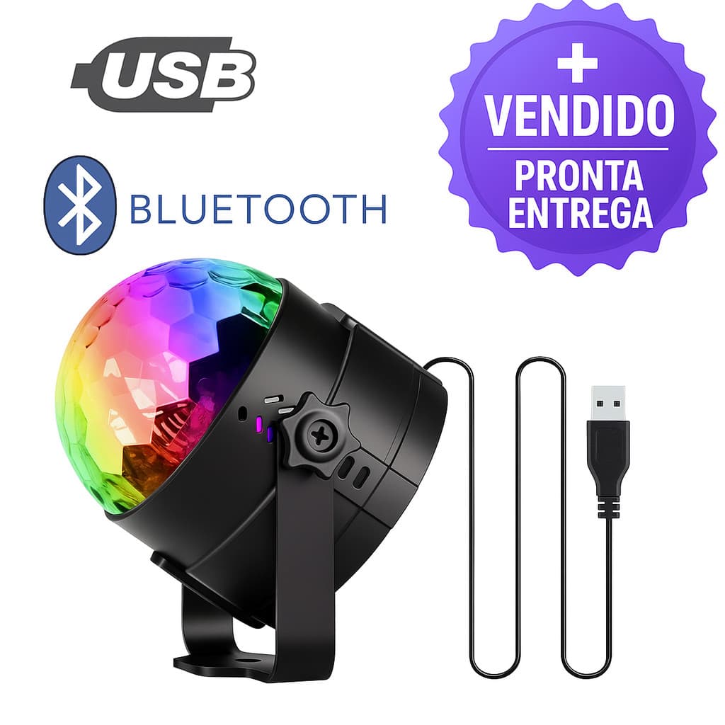 Globo de Luz LED USB Portátil RGB Iluminação Dinâmica Para Festas e Confraternização