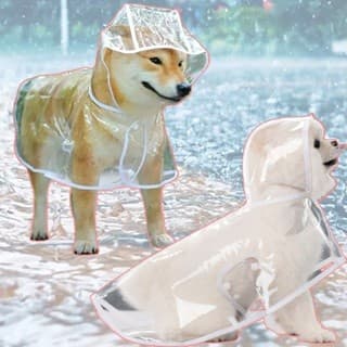 Capa De Chuva Para Cães Transparente Impermeável / Jaqueta Com Capuz Para Animal De Estimação