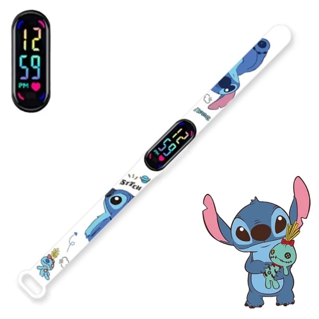 Relógio Digital Band Infantil Led À Prova D'água - Stitch