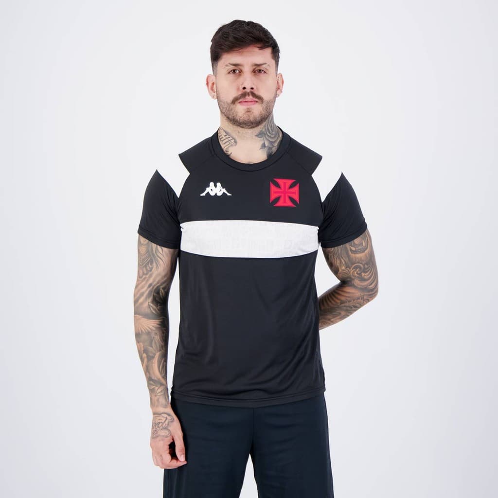 Camisa Kappa Vasco Supporter Cuts Preta e Branca