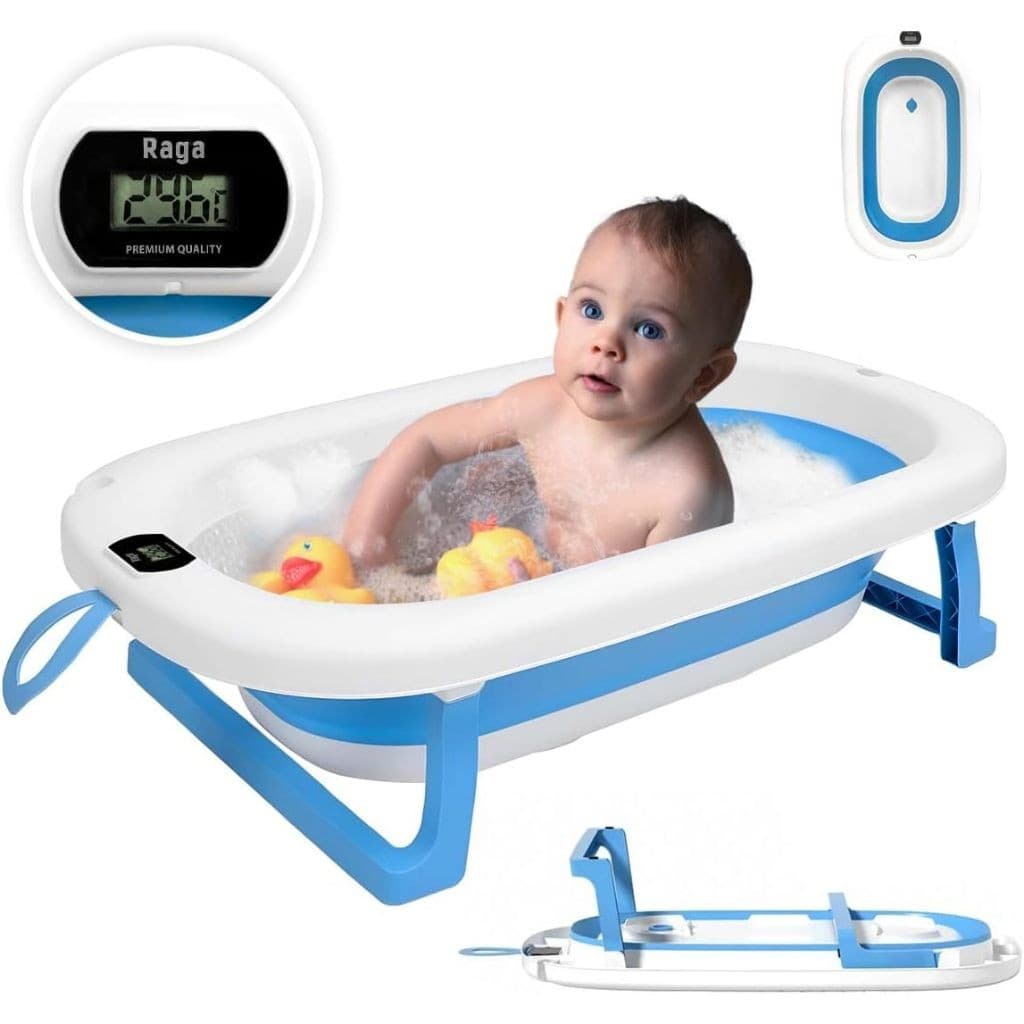 JOYA KID Banheira Bebê Dobrável Infantil Confortável Segura Com Termômetro Portátil Antiderrapante