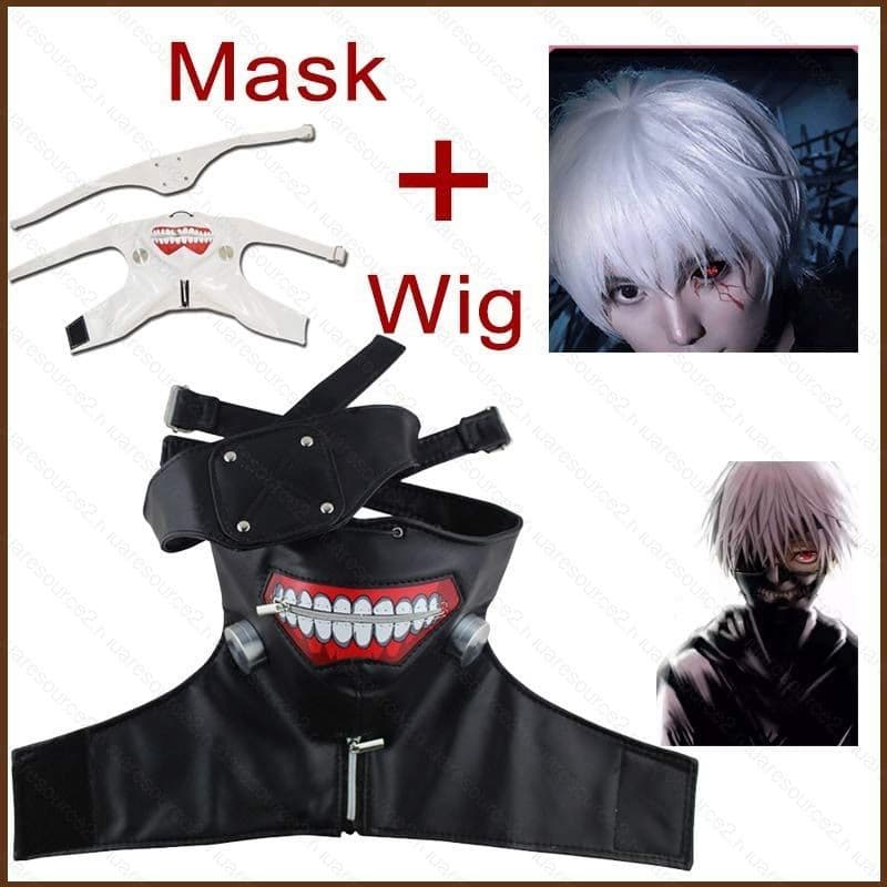 SQ2 Anime Tokyo Ghoul Kaneki Ken Máscara 3D Com Venda Cosplay Traje Conjunto Festa De Halloween Zíper