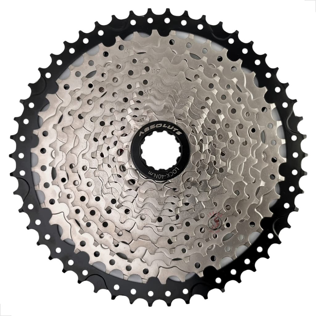 CASSETE K7 12V ABSOLUTE 11/50D PRATA C/ PRETO - OEM SEM CAIXA - P/ Freehub 8v/9v/10v MTB