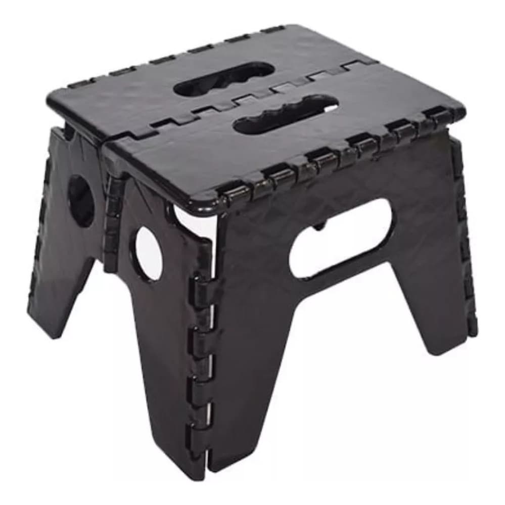 Banco Banqueta Dobrável Preto Resistente Suporta Até 90kg Ideal Para Casa Camping Viagem