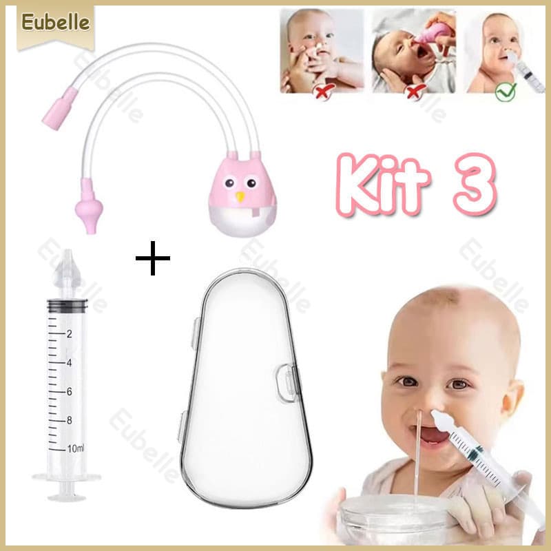 Kit de limpeza nasal para bebês contém seringa de nasal e aspirador nasal com Estojo