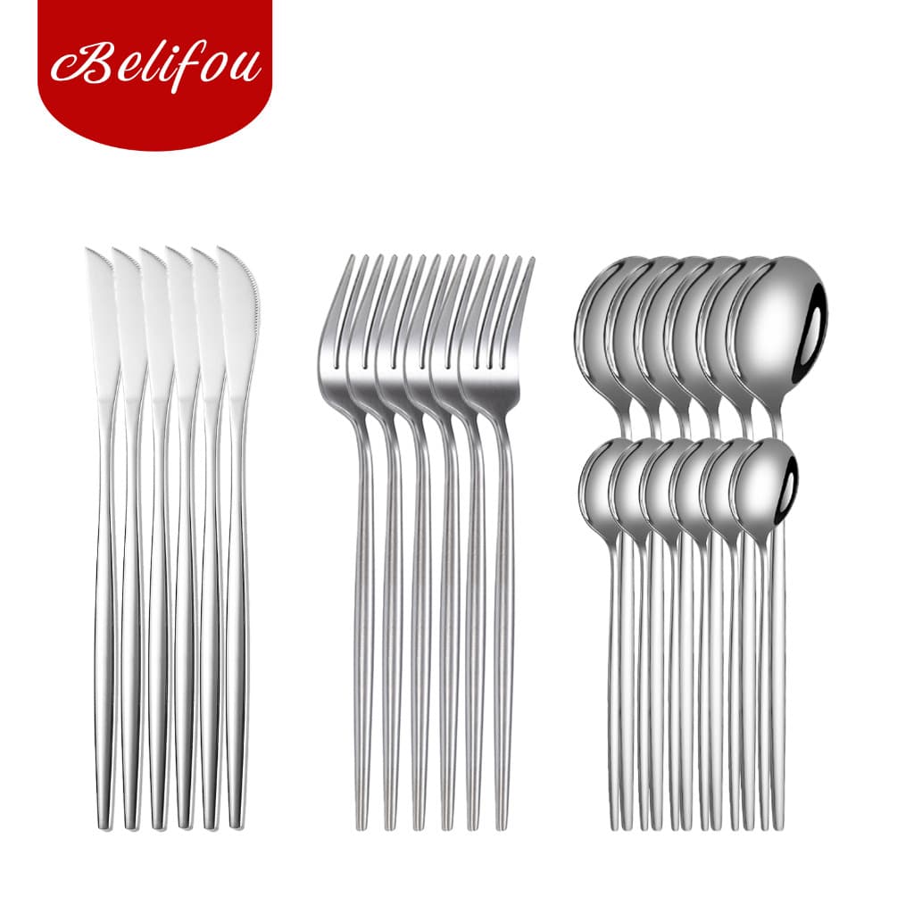 Belifou Natal Kit 24 Jogo De Talheres Aço Inoxidável 416 Prat