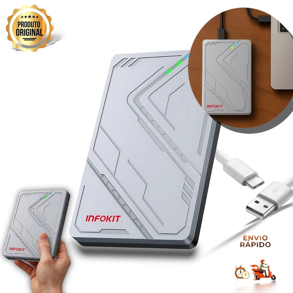 Case Externo Premium 2,5” HD SATA Com USB-C 3.1 - Rápido, Plug & Play Compatível PS, Xbox, PC e TV