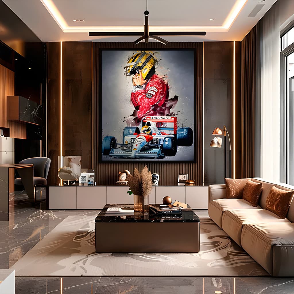 Quadro Decorativo Exclusivo 110x80 Quadro Tela  Decorativo Ayrton Senna Para Sala Quarto vip