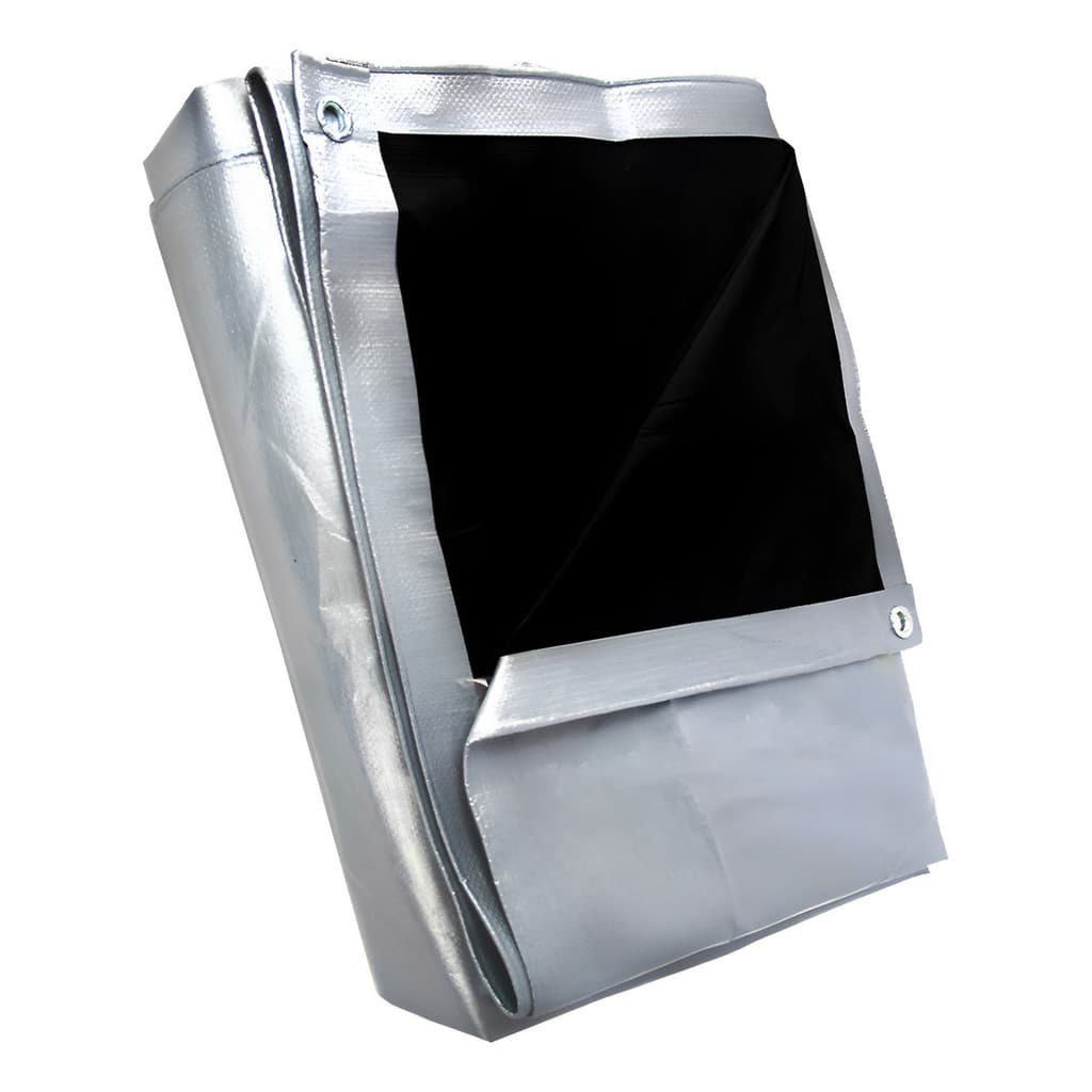 Lona Blackout Impermeável Multiuso 300 Micras Cinza Preto 6x4 Metros Em Polietileno Com Ilhós