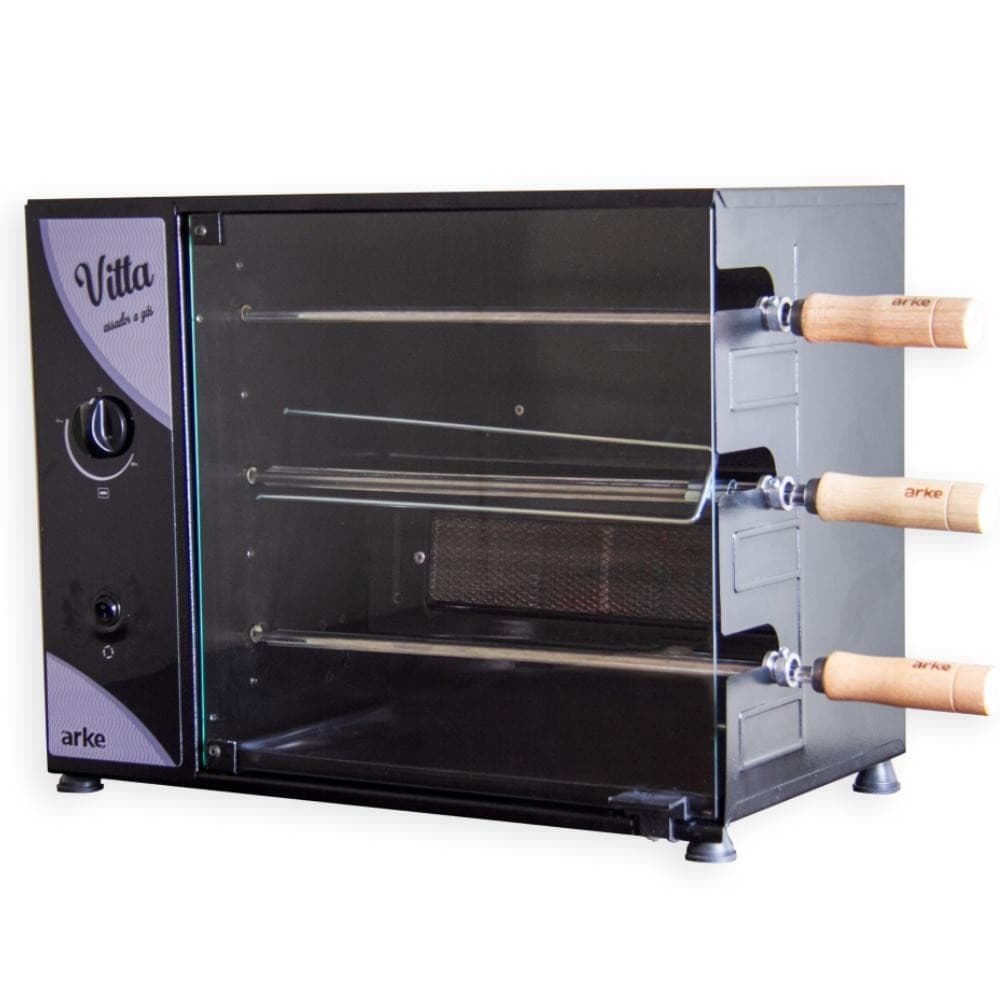 Churrasqueira a Gás Rotativa Arke Vitta 3 Espetos Preto GLP 127V