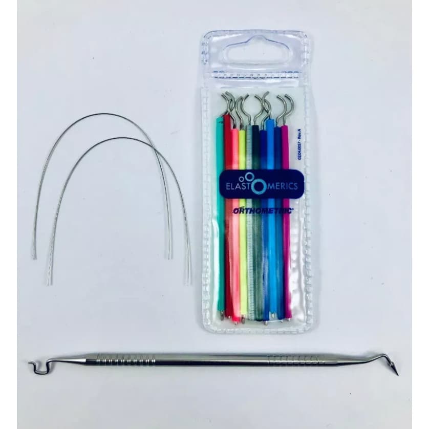 Borrachinhas Aparelho Ortodôntico + Aplicador + 2 Fios Prata Ligas Sortidas