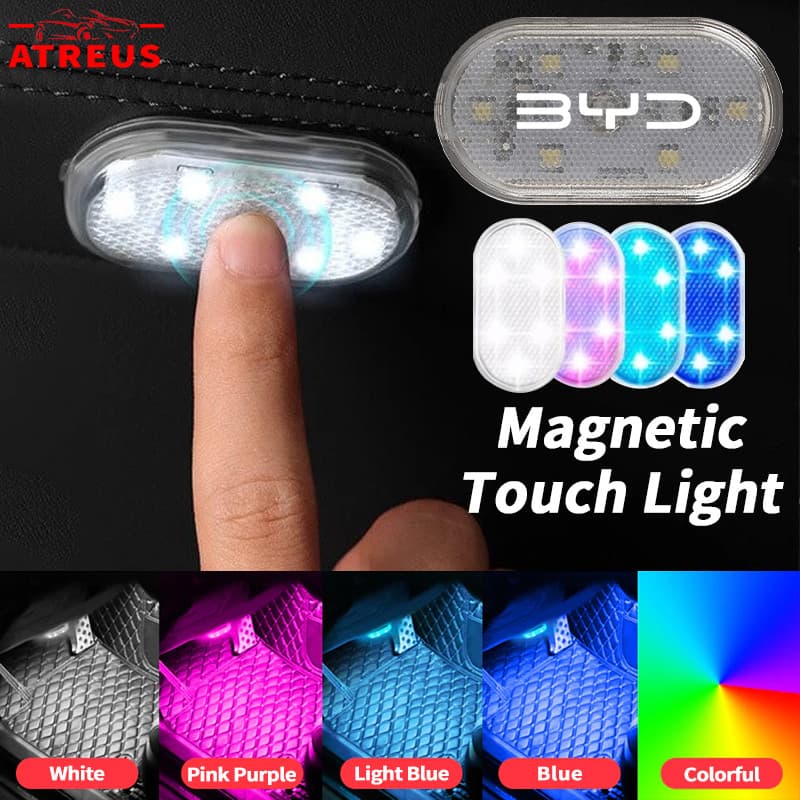 BYD Luz LED Para Carro Mini Luzes De Toque Interruptor Tátil Interior Do De Leitura Magnética Decoração Lâmpada Noturna 