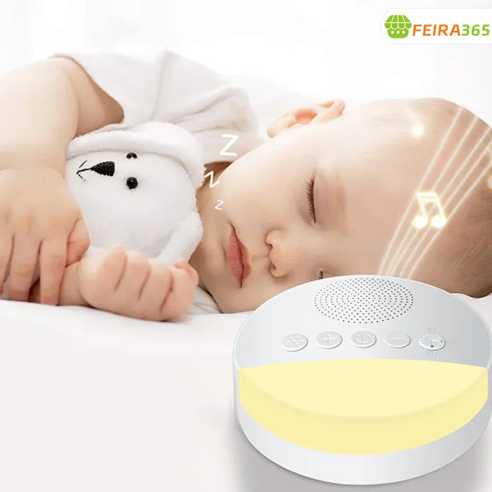 Luz Noturna Máquina Ruído Branco Bebê Recarregável USB 36 Sons Calmantes Sono Profundo