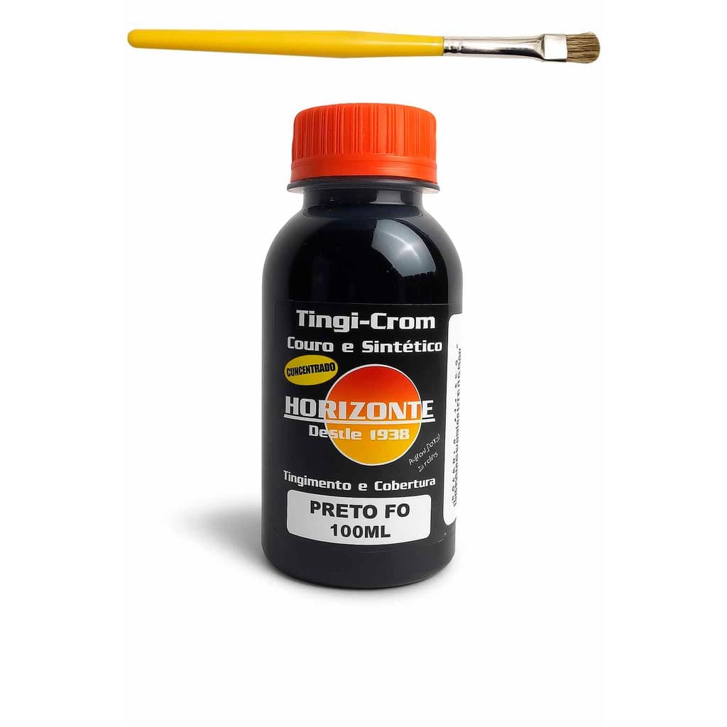 Tinta para couro preto fosco tenis horizonte 100ml e pincel