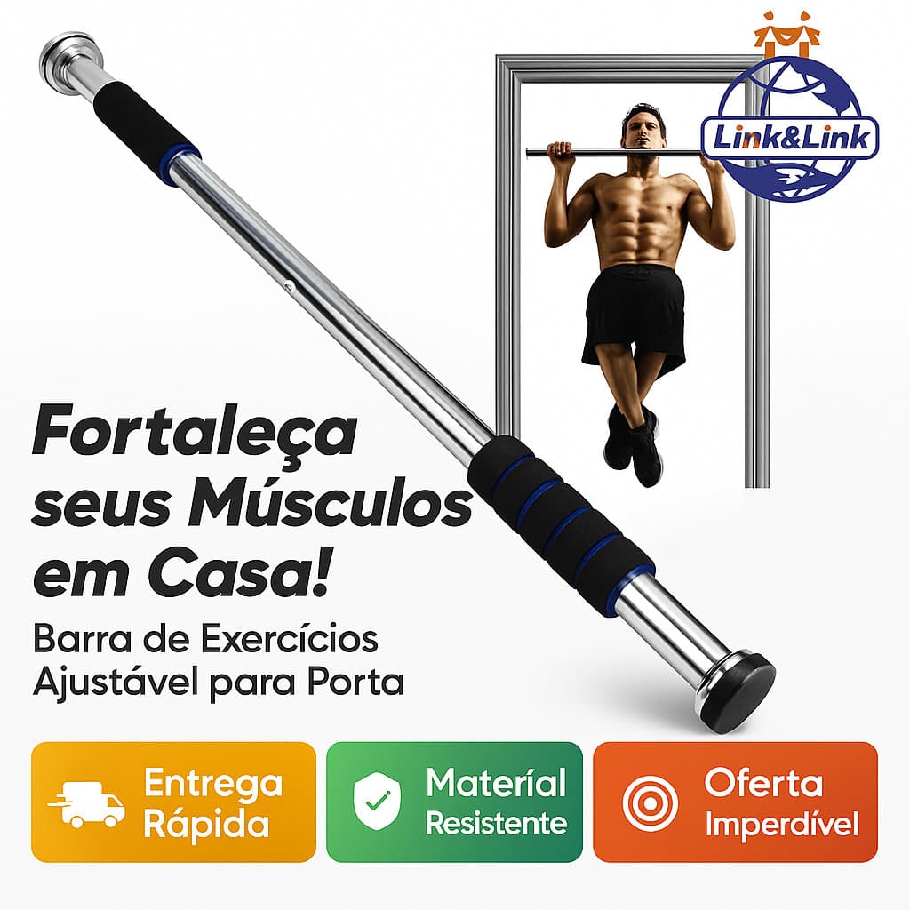Barra Fixa Flexão Porta Apoio Regulável 60 a 100 Cm Pronta Entrega
