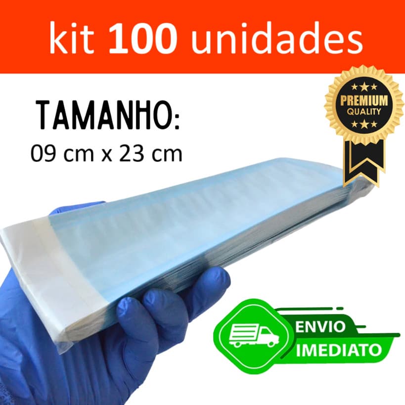 Envelope Autoclave Esterilizacao 9cm X 23cm 100 Un