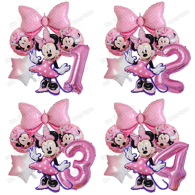 5pcs/set Minnie Decoração Da Festa De Aniversário Das Meninas Balões Temáticos