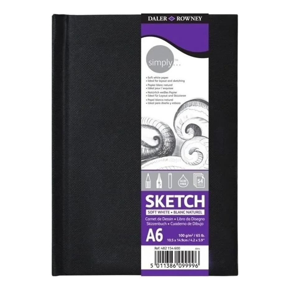 Sketchbook Daler Rowney  Simply 100g A6 54 fls Preto