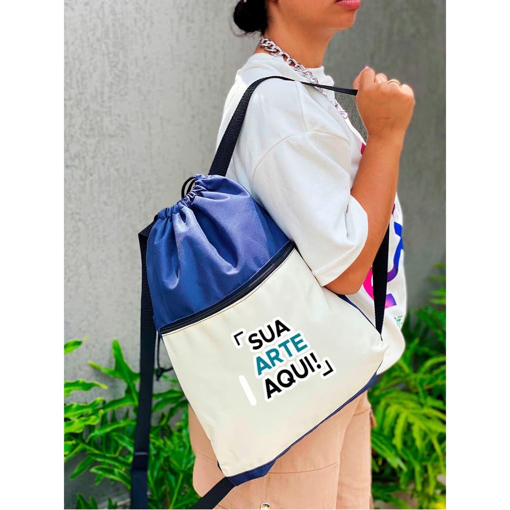 KIT 10 Mochilas Saco Nylon PERSONALIZADA Academia Esportiva Gym Bag Fitness Unissex Cordão Preto Nylon Resistente