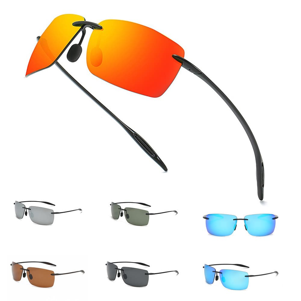 Óculos De Sol Sem Moldura Ultraleve TR90 Para Homens Polarizados Dirigindo Pesca Ao Ar Livre